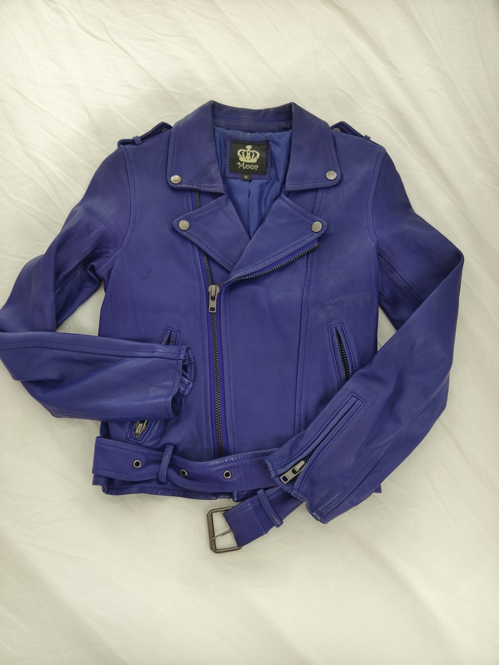 Premium Lamb Skin Purple Leather Moto Jacket